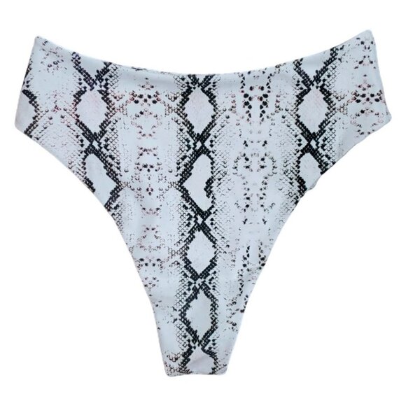 🚨SHEIN New White and Black Snakeskin Pattern High Waist Bikini Bottom - Picture 5 of 5